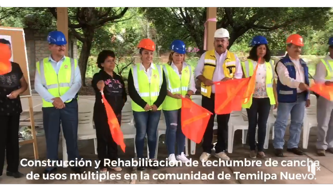 SE DIO INICIO A LA OBRA DE CONSTRUCCIÓN Y/O REHABILITACIÓN DE TECHUMBRE DE CANCHA DE USOS MÚLTIPLES EN LA COMUNIDAD DE TEMILPA NUEVO.